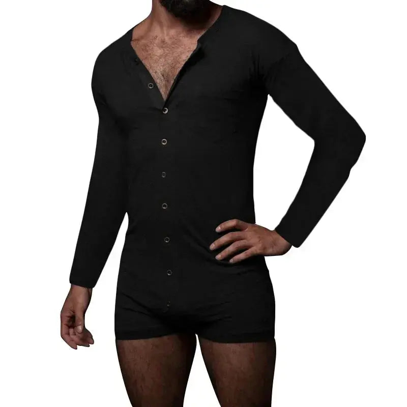 Close-up of the premium polyester knit fabric, highlighting the soft texture and relaxed fit of the jumpsuit.