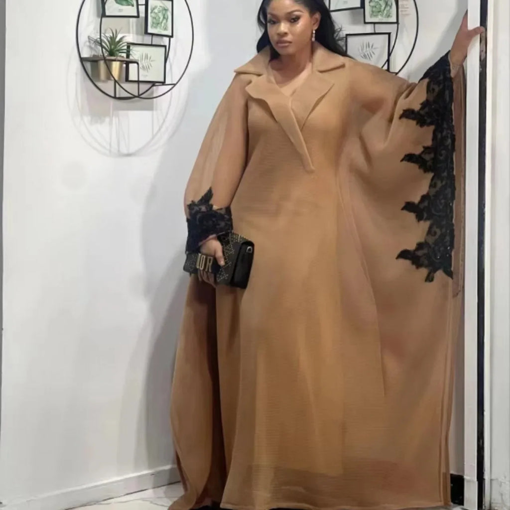 Elegant African Party Maxi Gown – 3/4 Sleeve Dashiki Dress