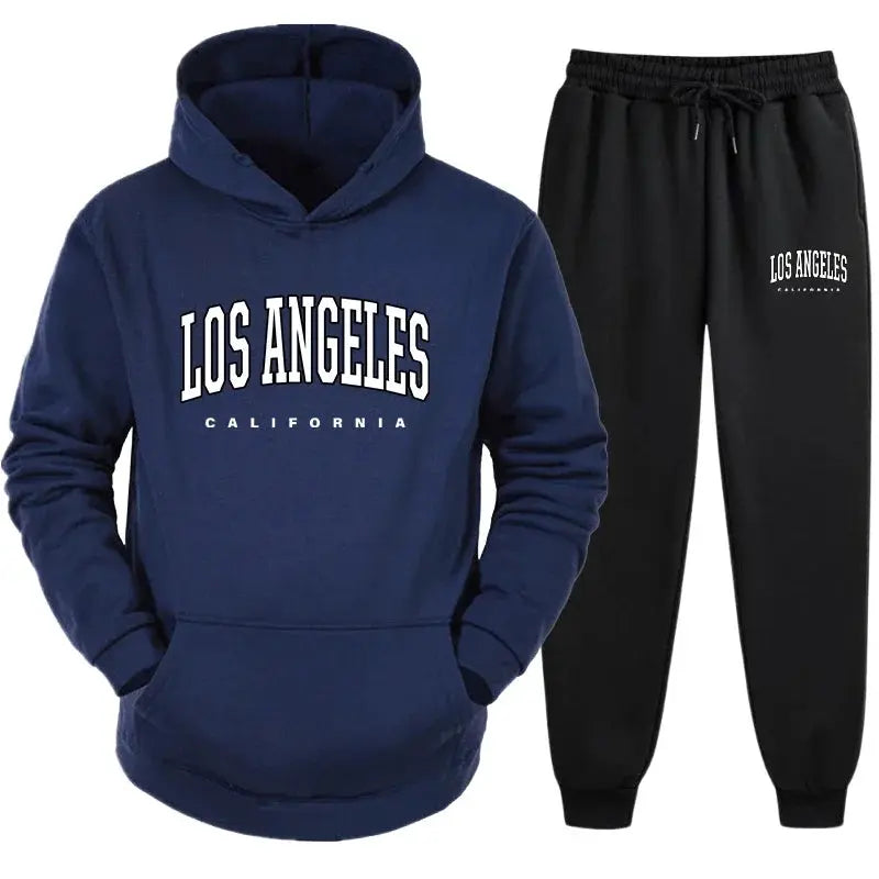 Stylish navy athleisure set featuring a subtle print, perfect for casual outings.