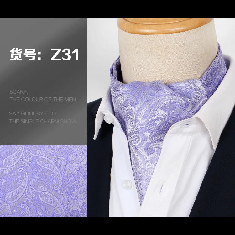 Formal dotted ascot tie with tatting weave detail