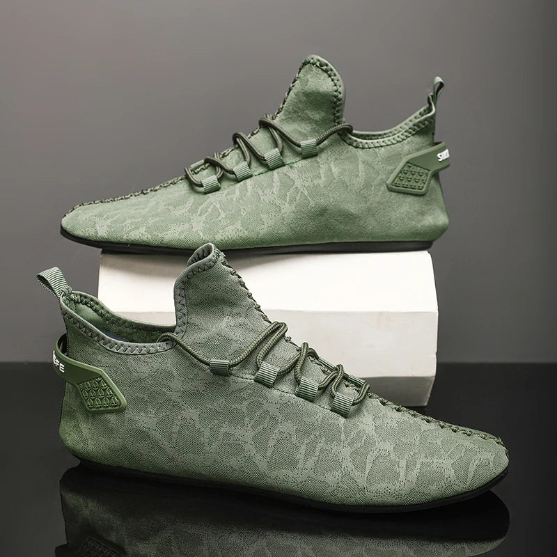 Lightweight loafers on a cobblestone street, perfect for urban adventures.