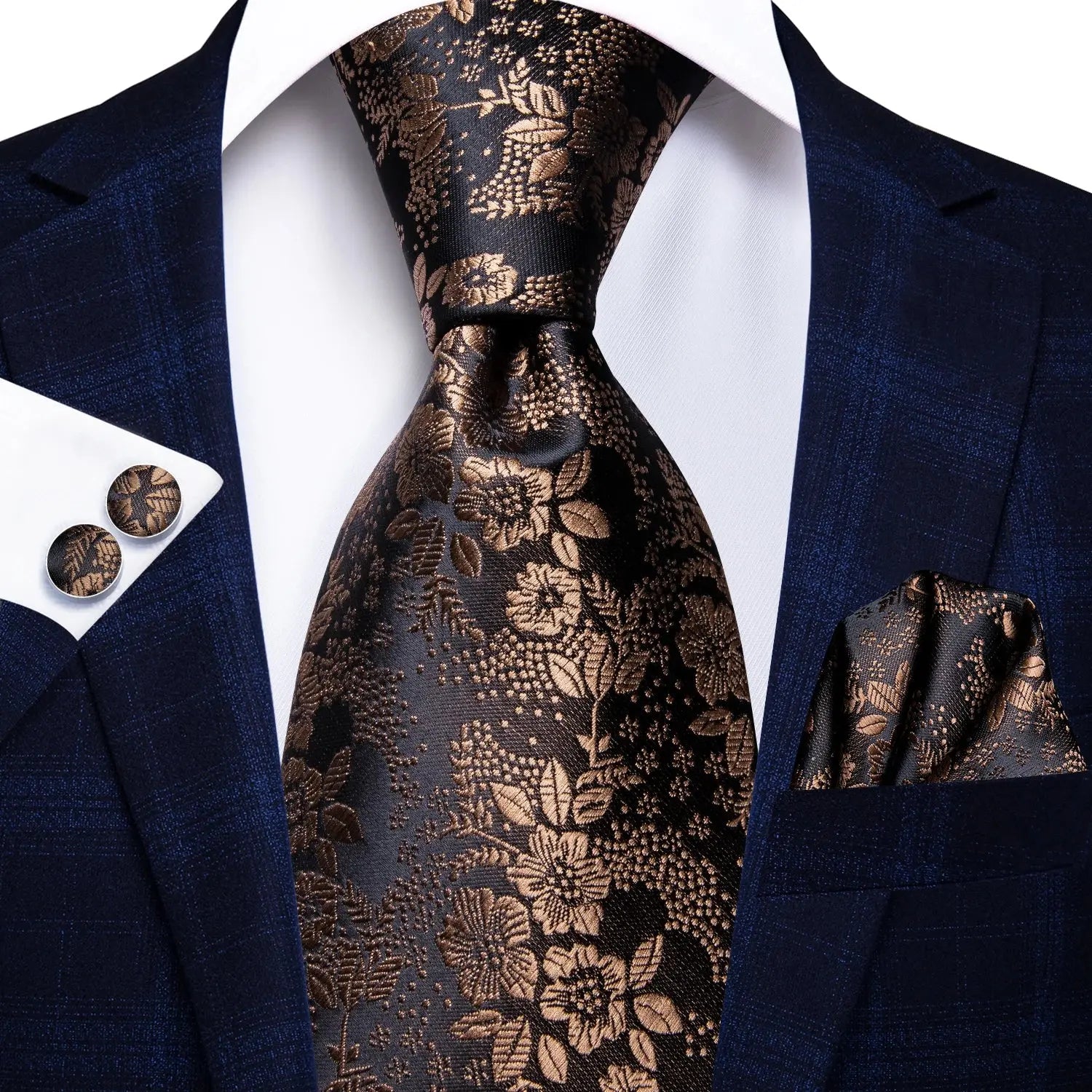 Designer paisley tie set with cufflinks for a coordinated look.