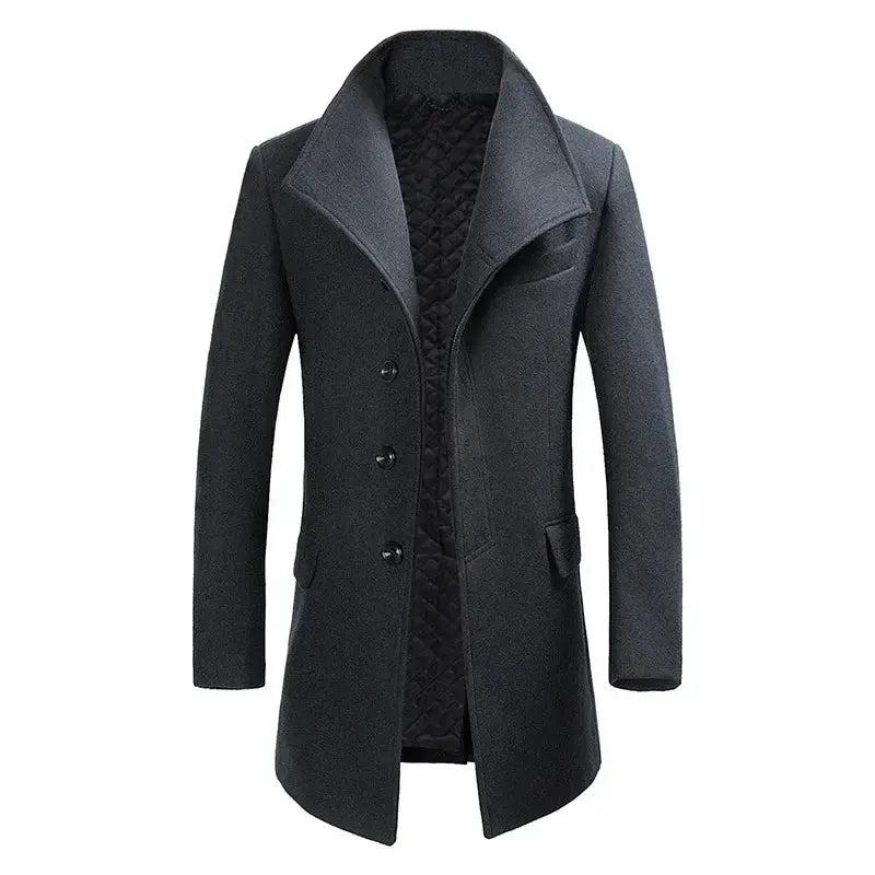 Men's Winter's Embrace overcoat in dark navy, featuring a tailored silhouette for sophisticated warmth.