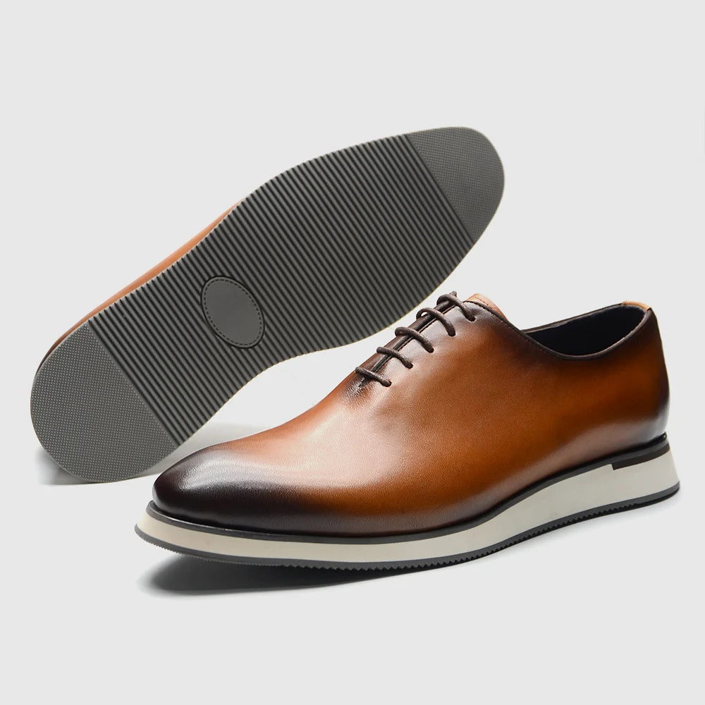 Men's black Oxford dress shoes with matching bowtie included, perfect for weddings and formal occasions