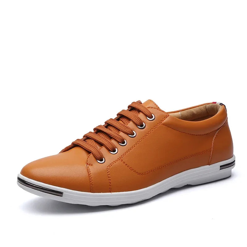 Men's breathable leather casual shoes with lace-up closure and cushioned support for all-day wear