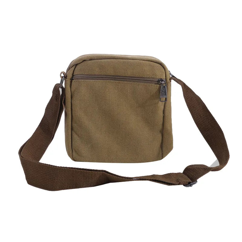 Weather-resistant canvas crossbody with cell phone pocket and secure zipper storage compartments