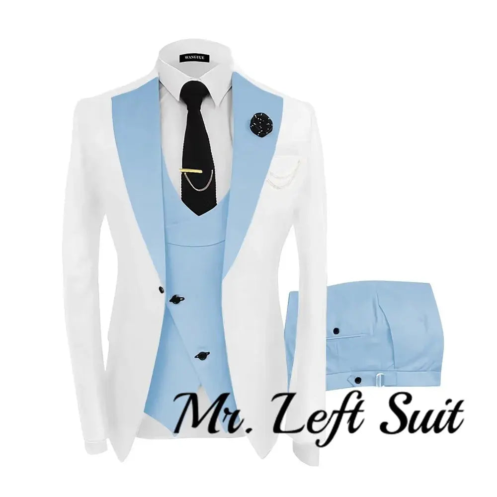 Back view of the sharp tailored suit set, emphasizing the streamlined fit.