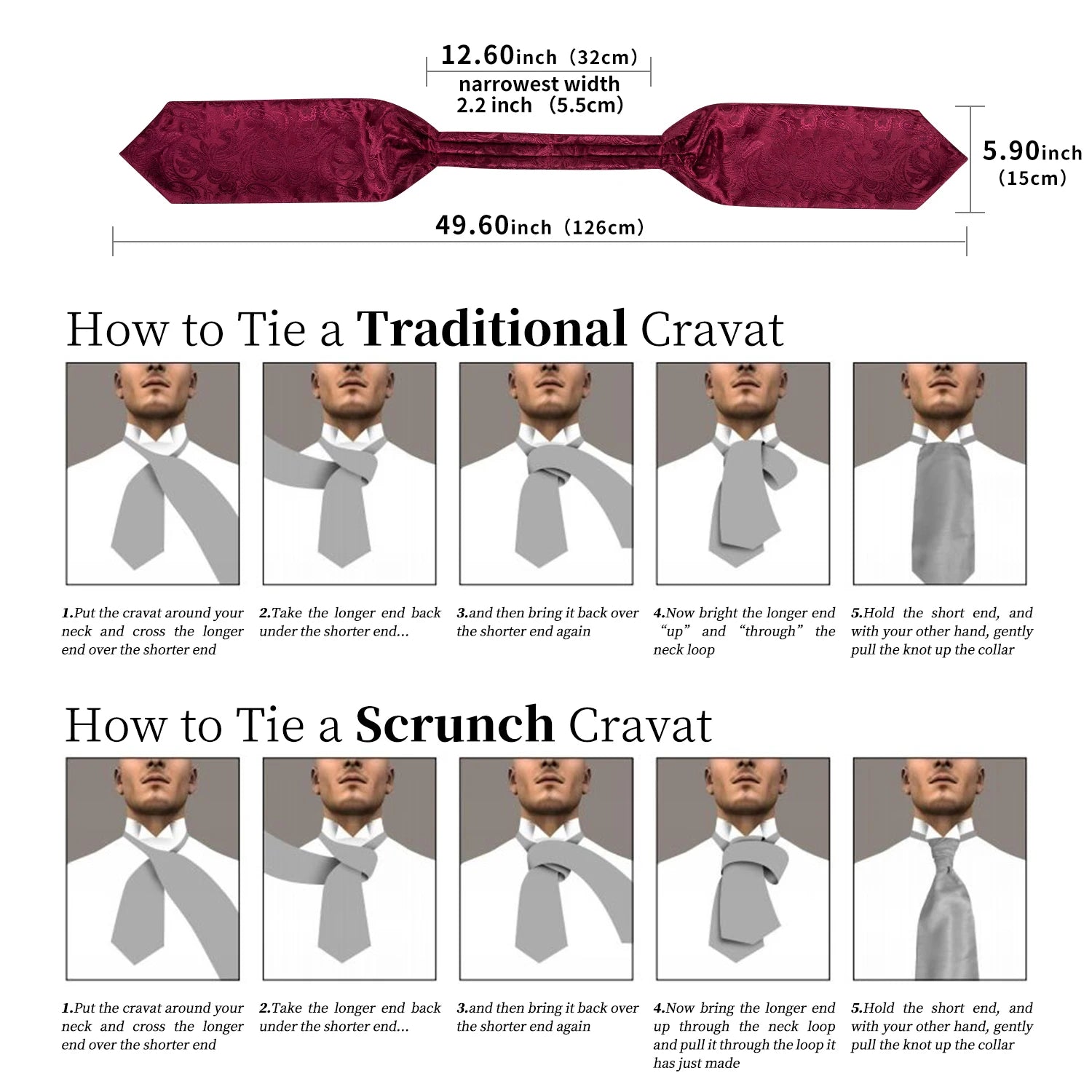 Sophisticated silk ascot tie set with intricate paisley weave and coordinating cufflinks for weddings