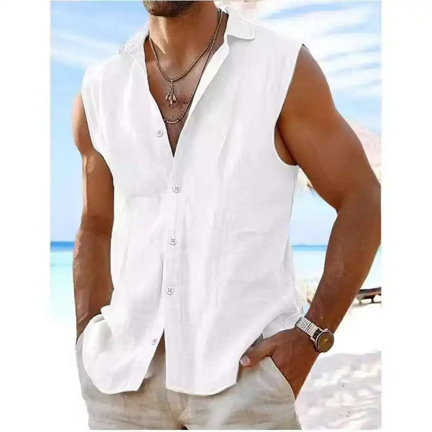 Men's Linen Sleeveless Vest