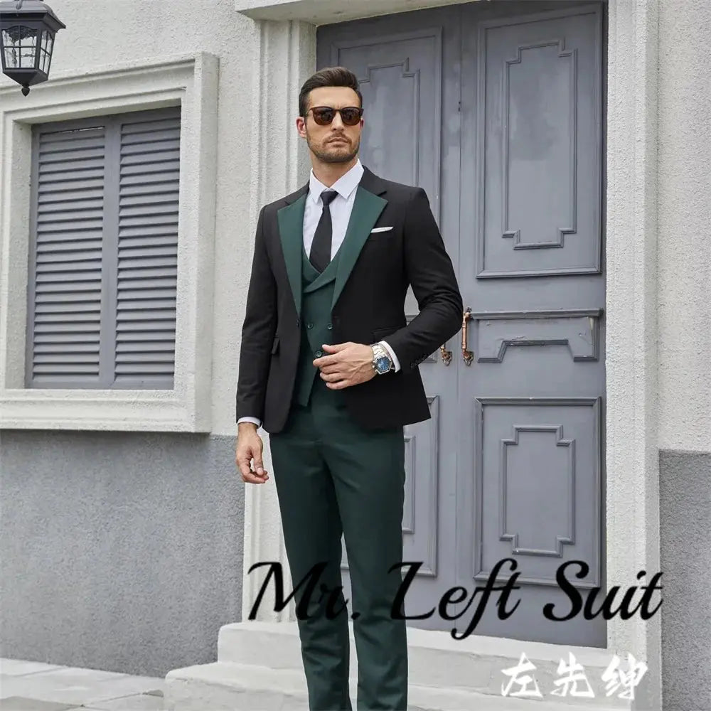 Sharp tailored suit set in black, ideal for weddings and formal events.
