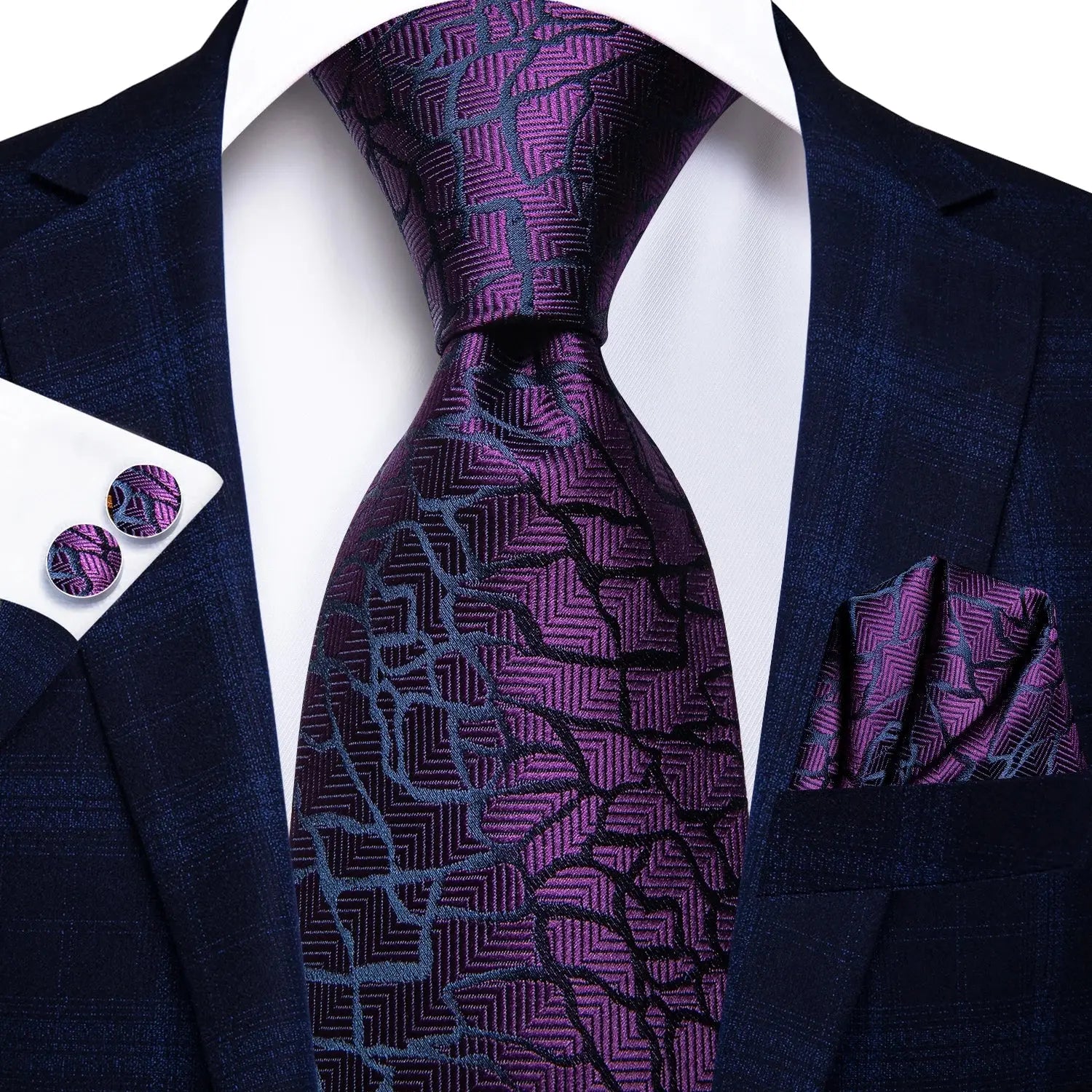 Men's fashion tie set with a striking jacquard design.
