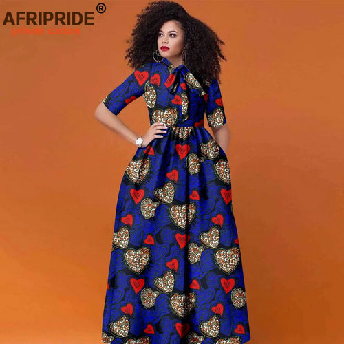 Heritage Ankara high waist maxi dress with half sleeves in vibrant African print cotton fabric