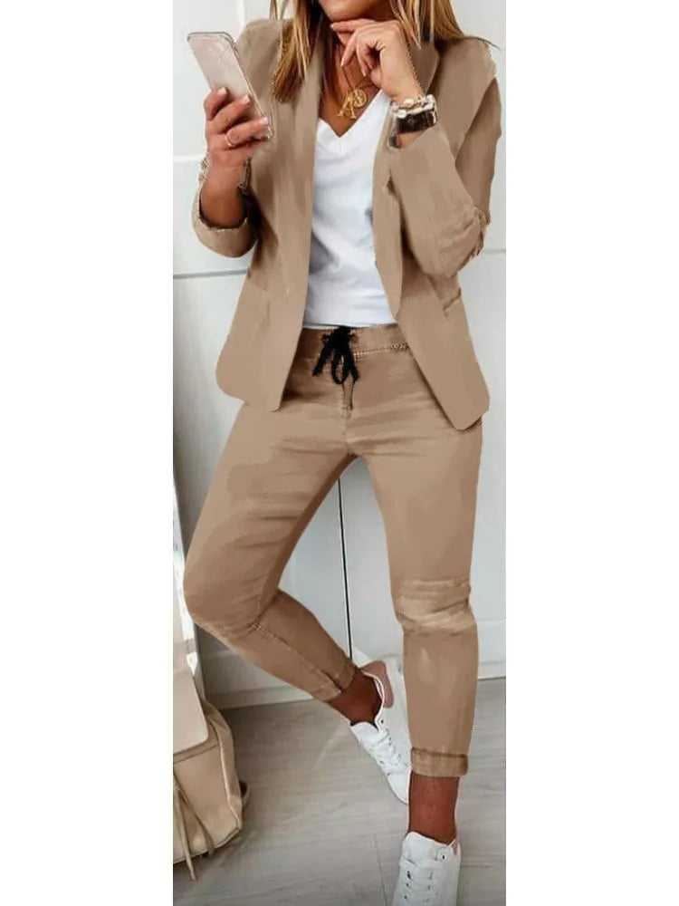 Back view of the tailored blazer, showcasing the sleek fit and high-quality fabric of the office set.