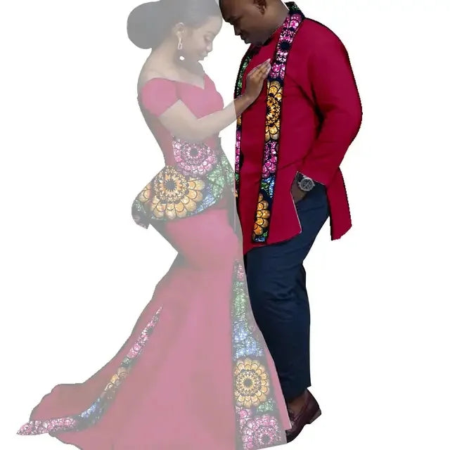 Dashiki Couple African Matching Outfits – Ankara Party Dress & Men's Top