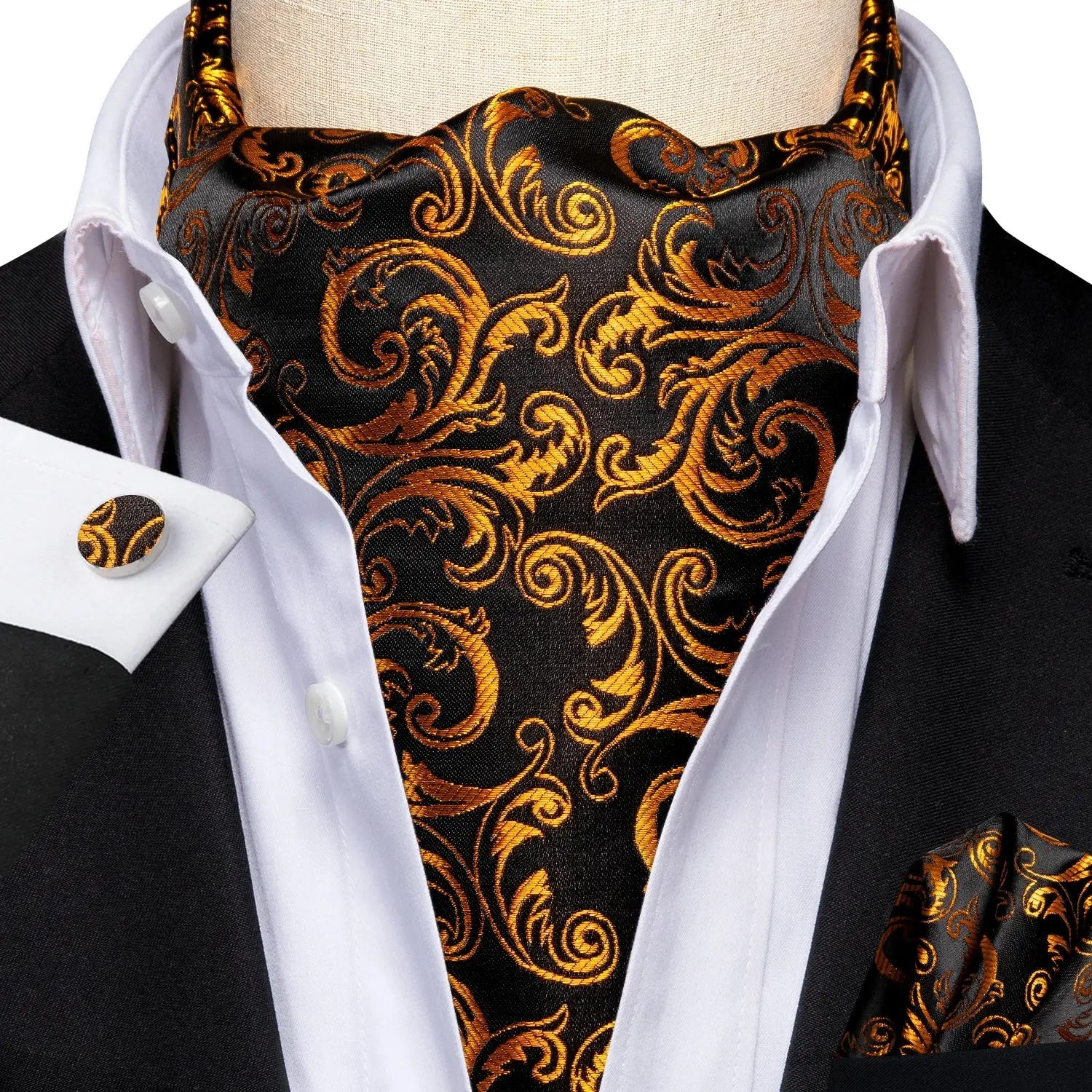 Golden Hour Ascot with intricate paisley, ideal for formal events.