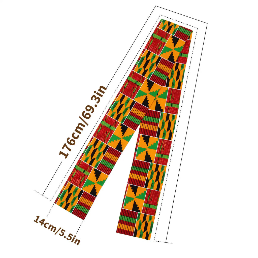 African Kente Pattern Kufi Hat & Stole Sash Shawl