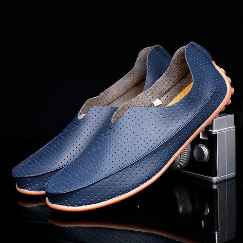 Luxe comfort loafers in tan genuine leather, perfect for summer outings.