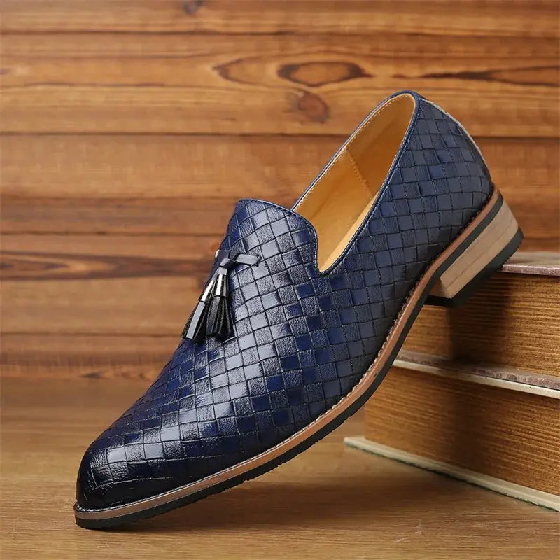 Durable rubber outsoles of stylish men's shoes for longevity.