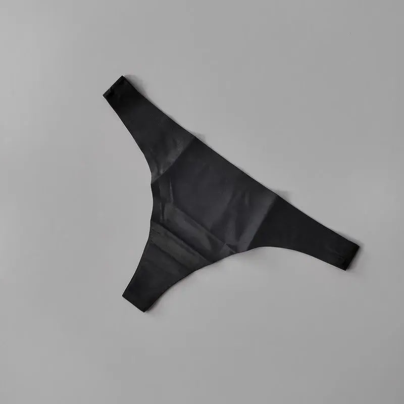 Ice silk thong in nude color, perfect for low waist fit under running shorts.