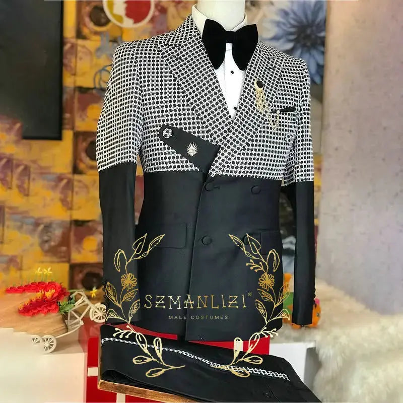 Sophisticated men's suit showcasing sharp lines and a tailored fit, perfect for formal events and weddings.