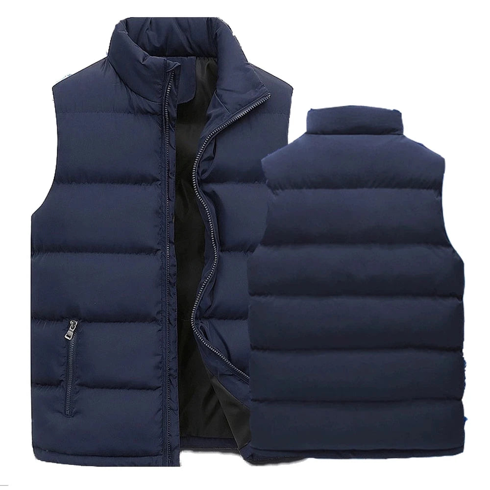 Back view of the Autumn Breeze Vest, emphasizing the stand-up collar and sleek silhouette.