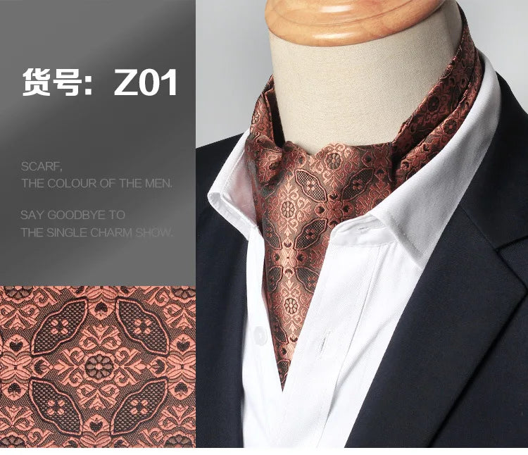 Premium polyester ascot tie in polka dot pattern