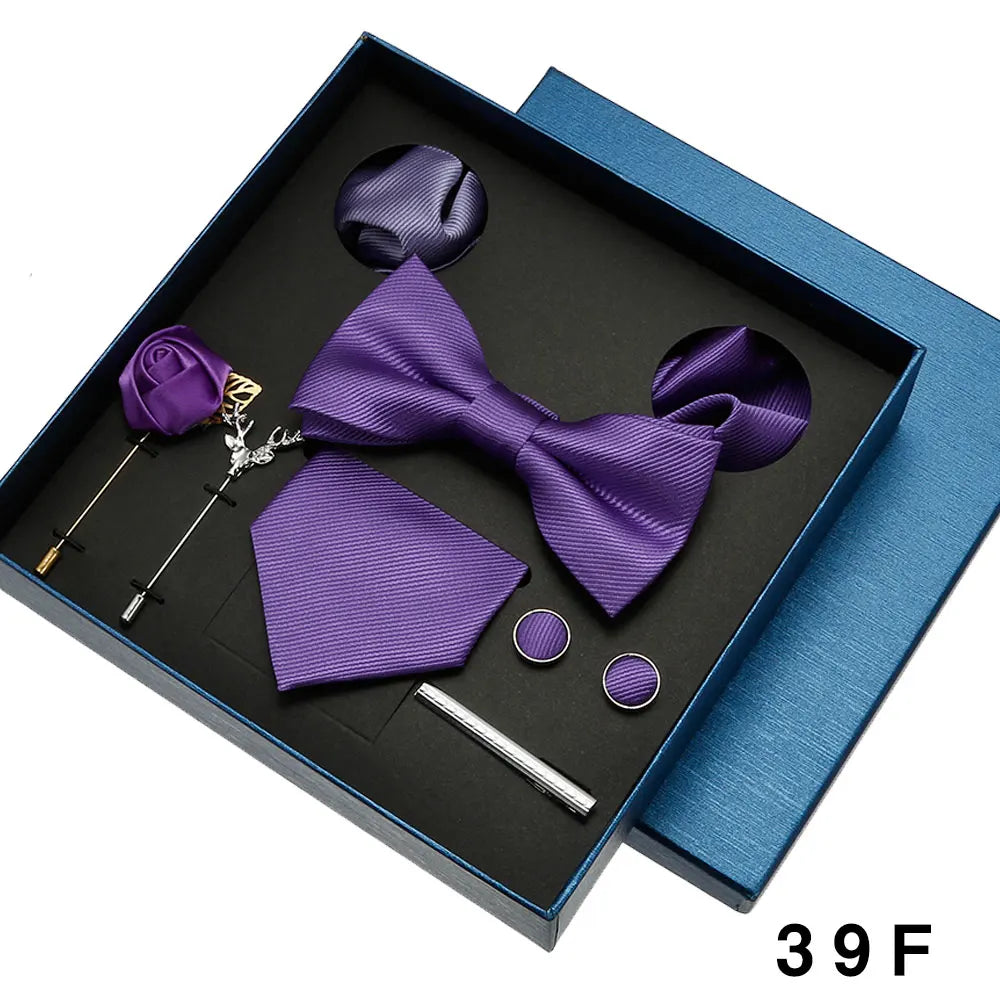 Premium wedding accessory set with coordinating tie, bowtie and cufflinks for men