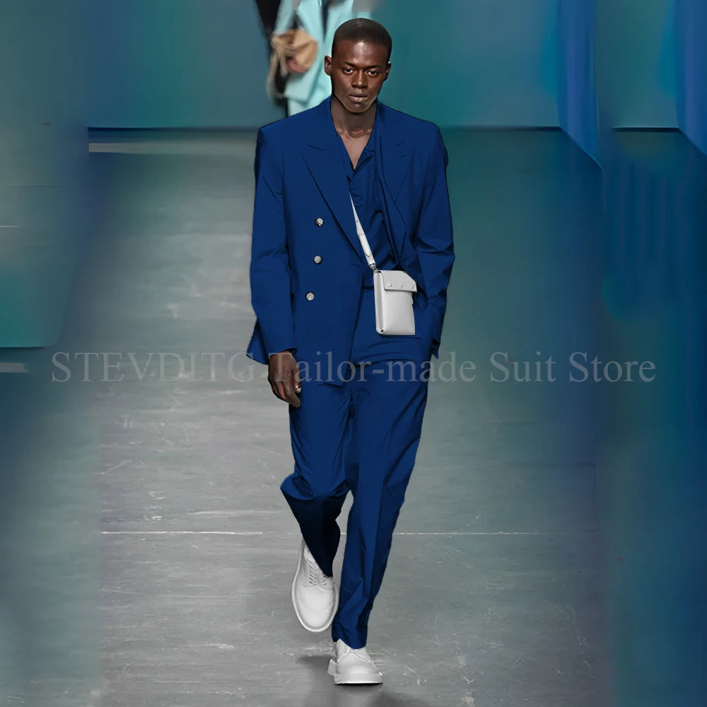 Azure Allure suit with contrasting tie, perfect for professional wardrobe and events.