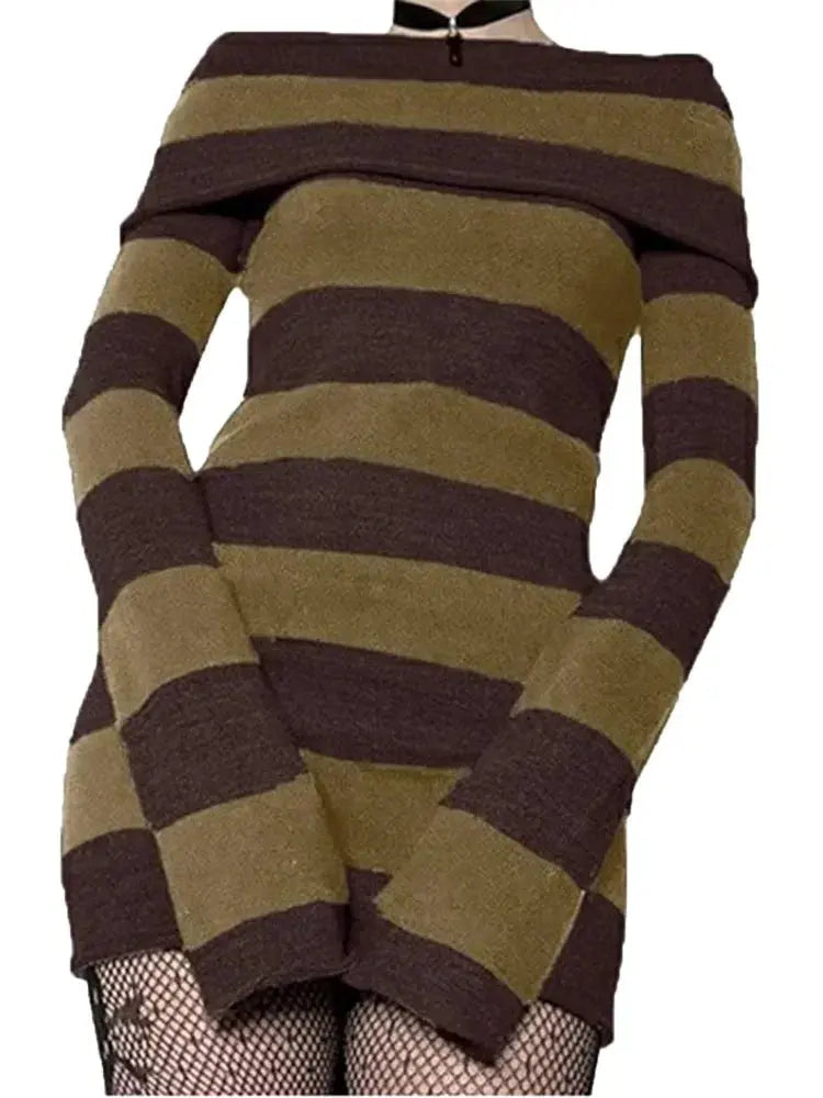 Back view of the Midnight Confidence Striped Bodycon Dress, showcasing its modern bodycon style.