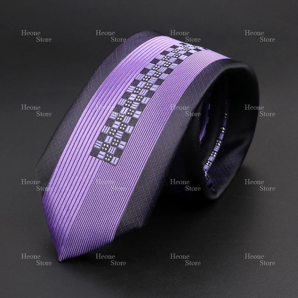 Luxury necktie with a unique splicing of colors for a bold look.