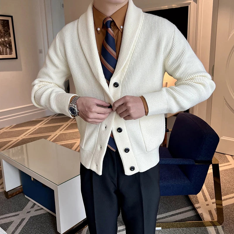 Close-up of the plush texture of the Autumn Aura Cardigan, showcasing its luxurious fiber blend.