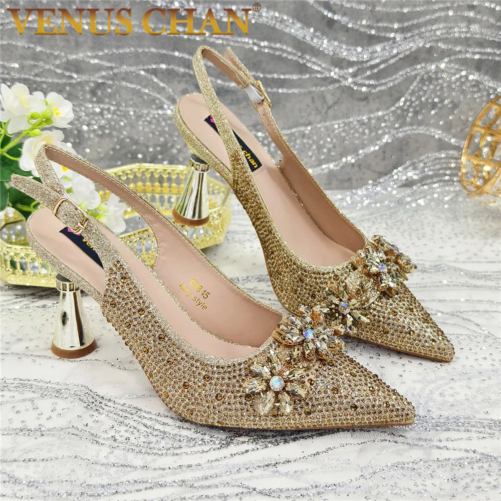 African Rhinestone Designer Wedding Shoes for Women
