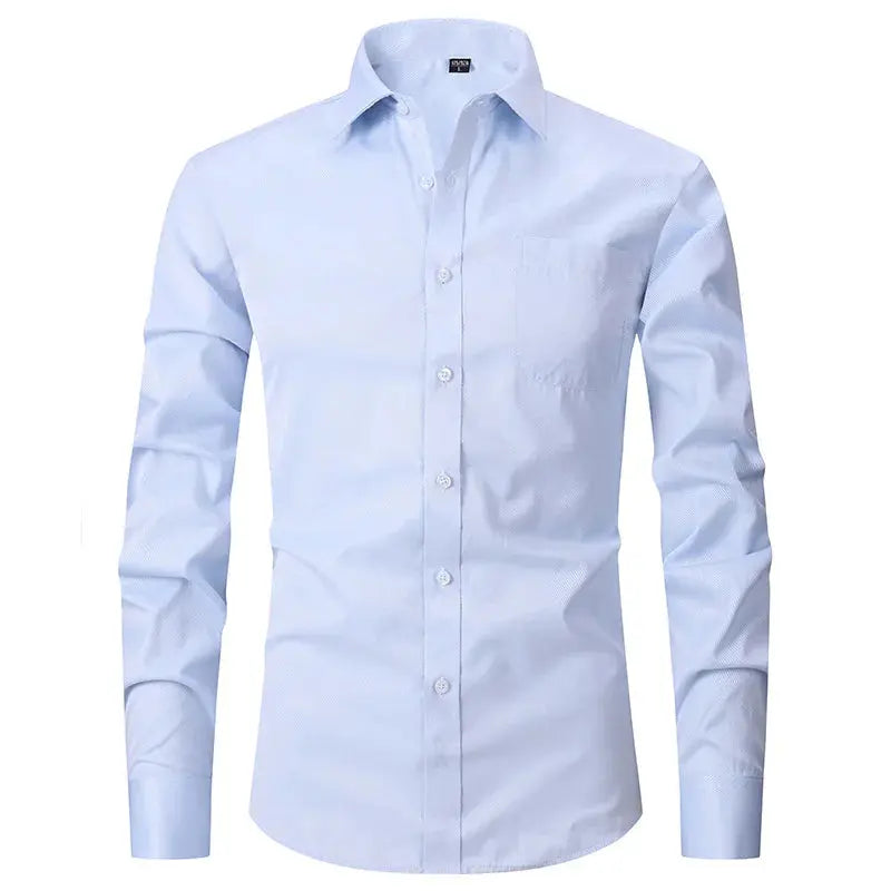 Signature White Shirt displayed on a hanger, highlighting its design.