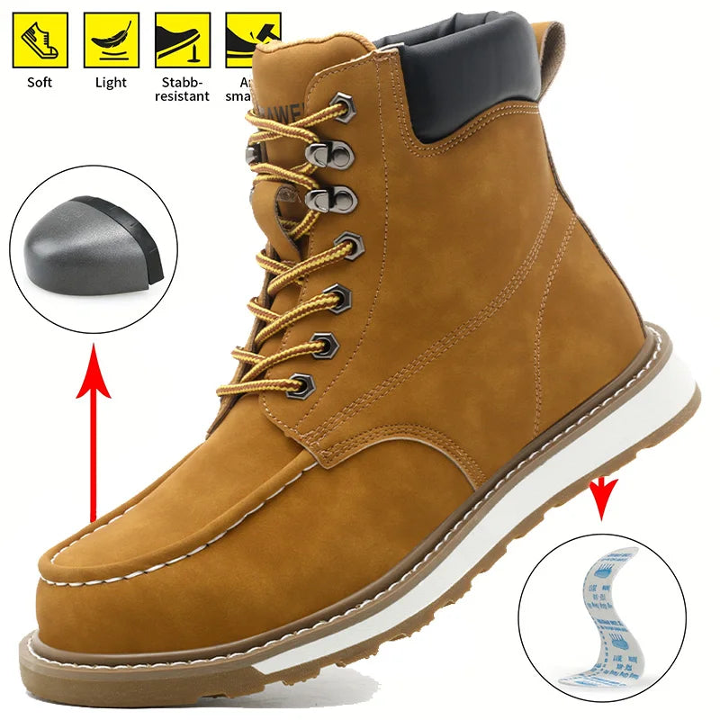 GuardStep Work Boots in black with metal toe caps for maximum safety.