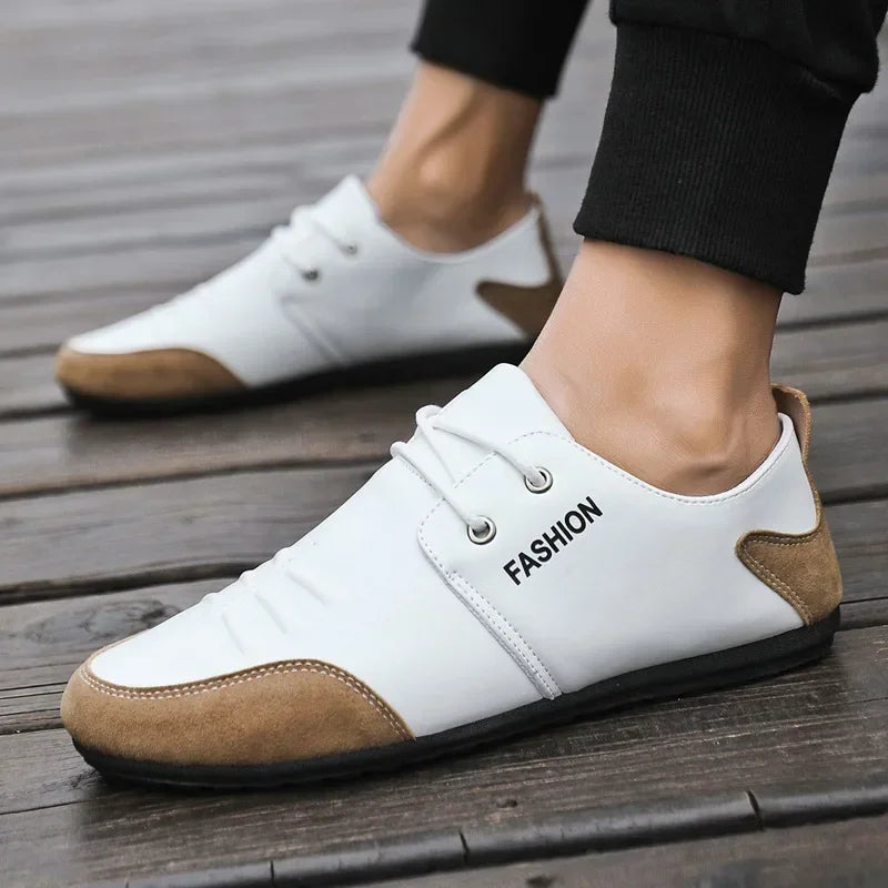 White breathable sneakers with soft leather for effortless style.