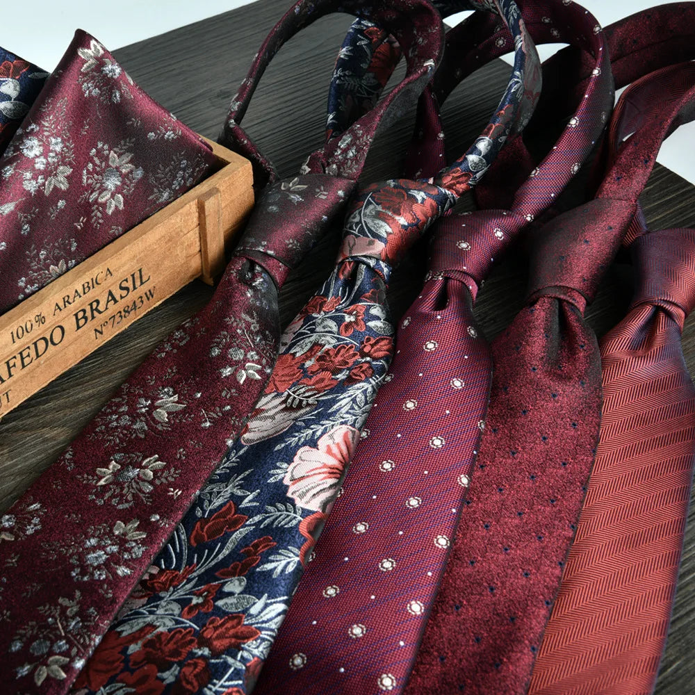 Silk and polyester tie in rich wine-red for a bold statement.