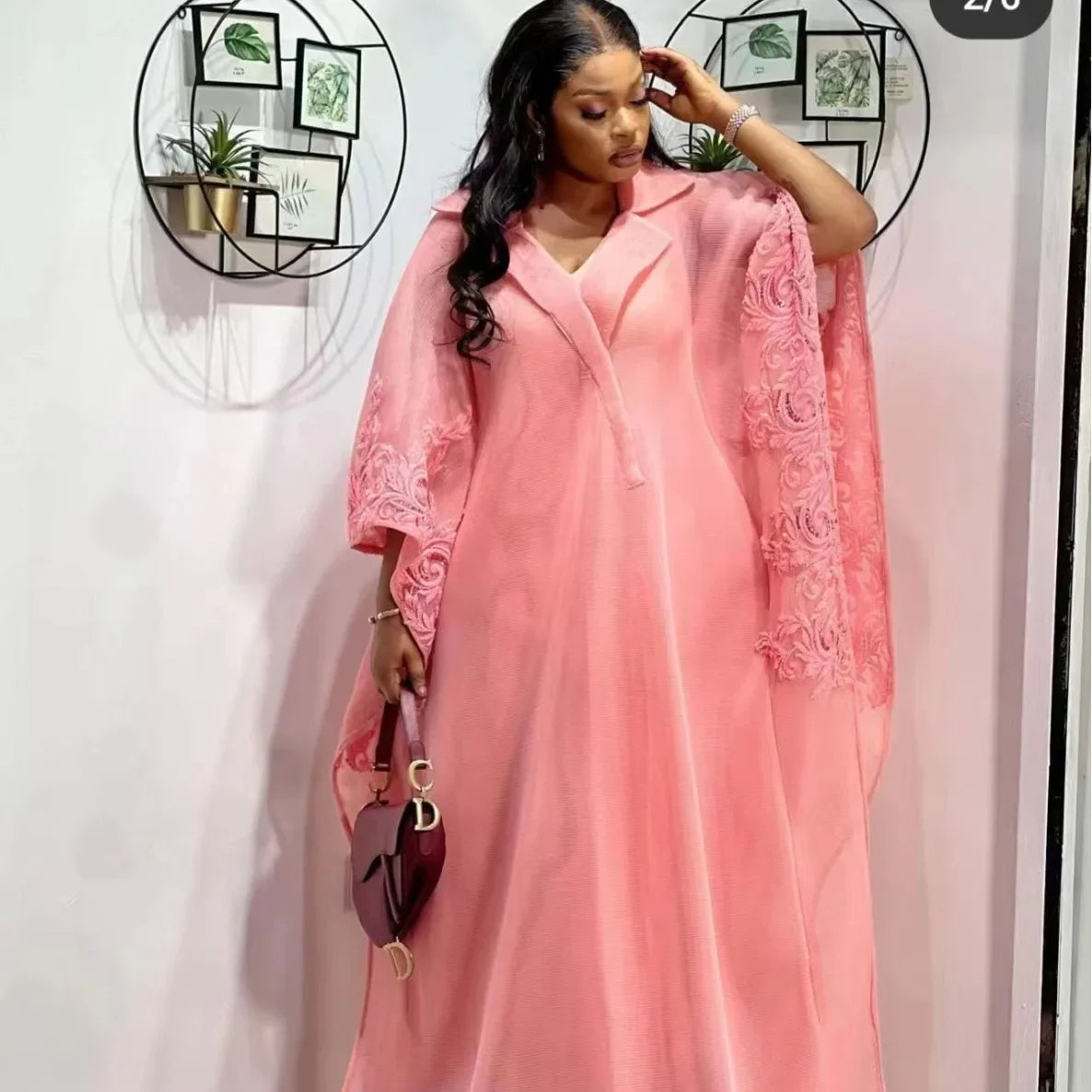 Elegant African Party Maxi Gown – 3/4 Sleeve Dashiki Dress