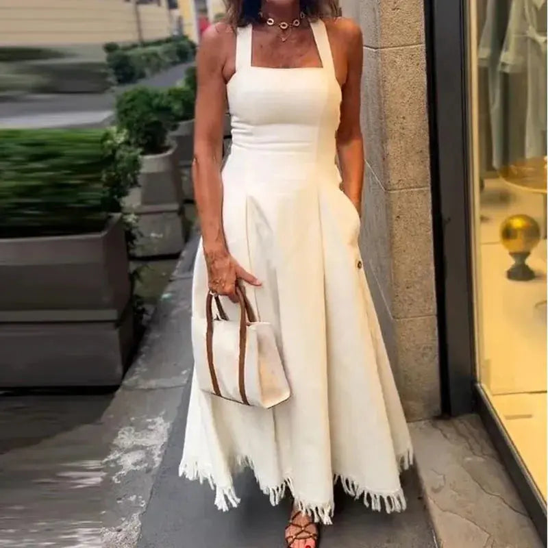 Summer Breeze Off-Shoulder Dress in a breezy fabric, perfect for warm weather comfort.