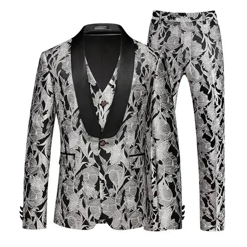 Versatile jacquard suit set, suitable for galas and formal occasions.