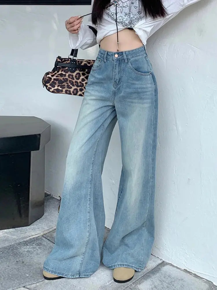 Model wearing Sunset Hues Wide-Leg Jeans styled for a casual chic look.