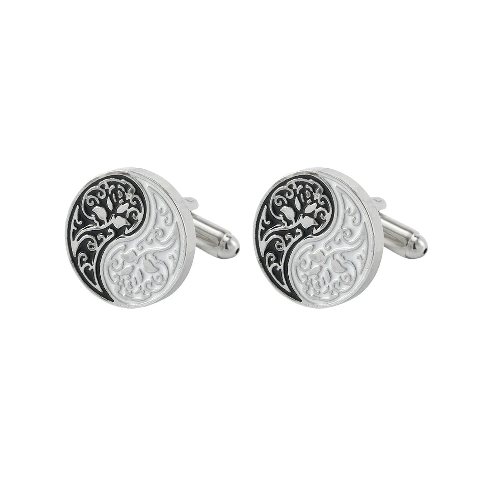Yin Yang cufflinks highlighting balance and harmony in design.