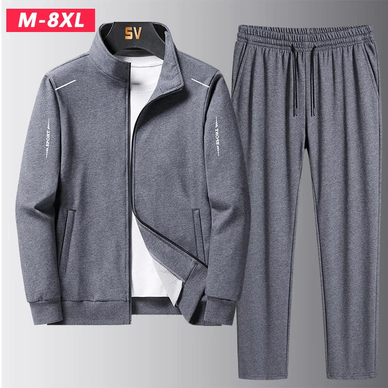 Men's autumn tracksuit in navy, featuring a full-zip sweatshirt and elastic waist sweatpants.