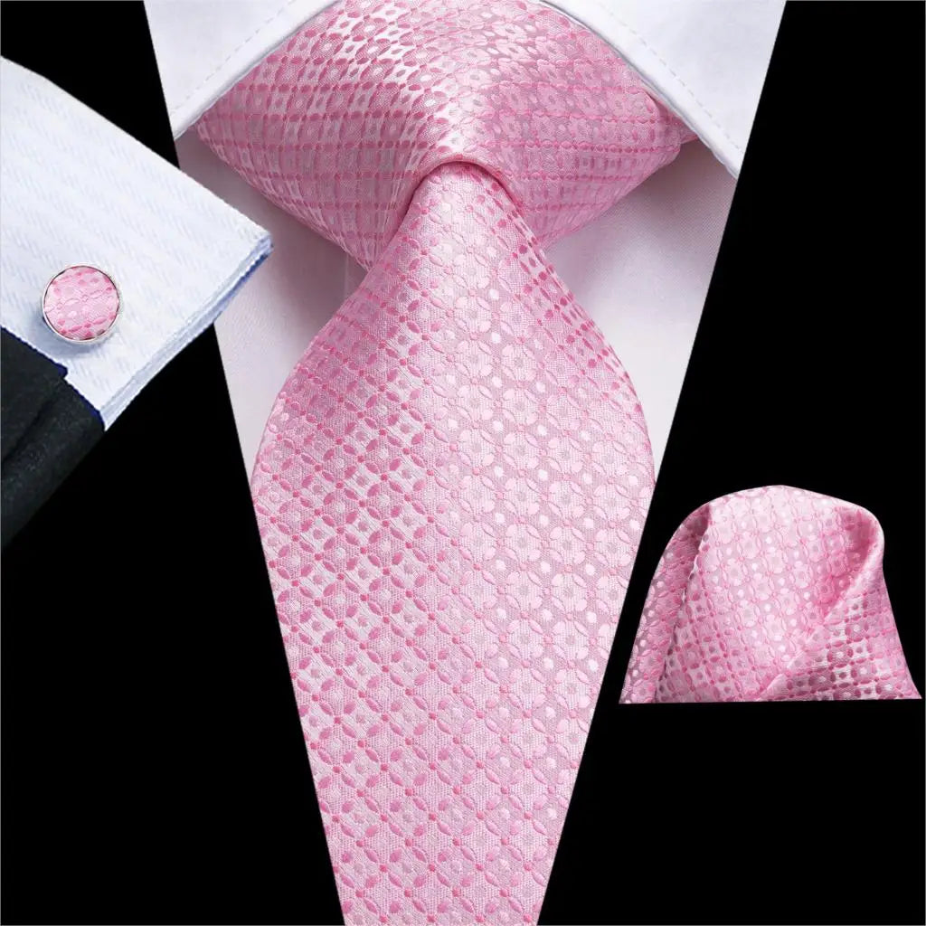Premium quality silk paisley necktie set with matching hanky and cufflinks in multiple colors