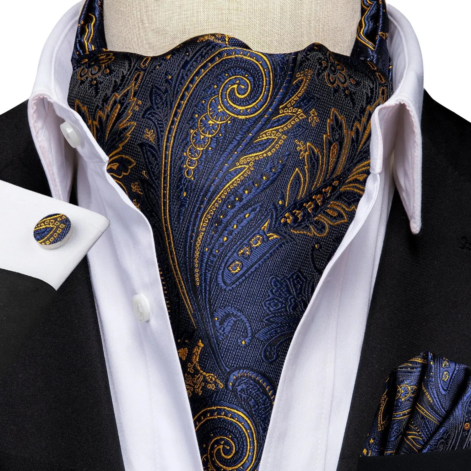 Golden Hour Ascot with paisley pattern, ideal for weddings and events.