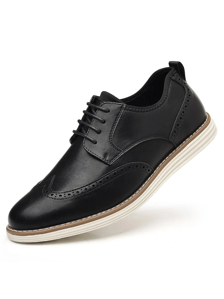 Side view of stylish oxfords showcasing streamlined design and finish.