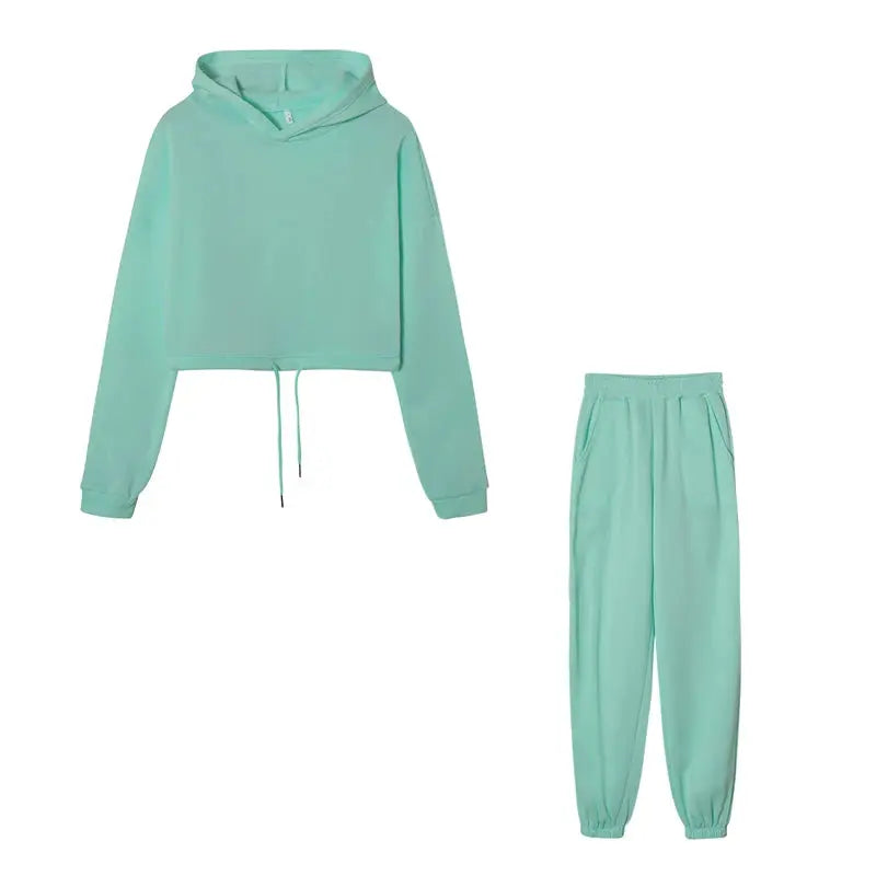 Hooded top paired with joggers, ideal for a modern comfort look.