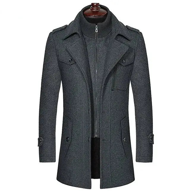 Versatile styling of the cashmere blend coat, transitioning from boardroom to casual.