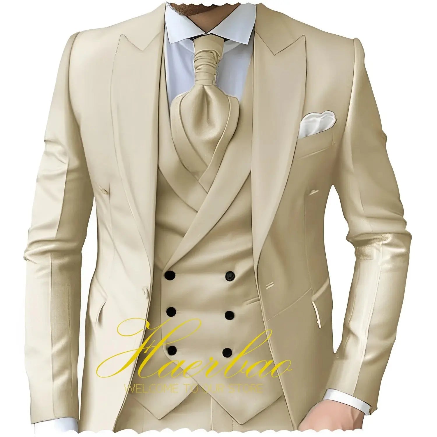 Stylish navy three-piece suit laid flat, highlighting its versatility for various occasions.