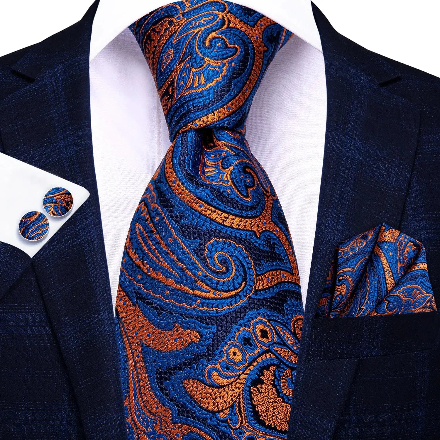 Men's fashion paisley tie set ideal for weddings and parties.