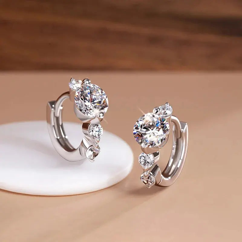 Whisper of Elegance zircon stud earrings in 925 sterling silver, showcasing a subtle sparkle.